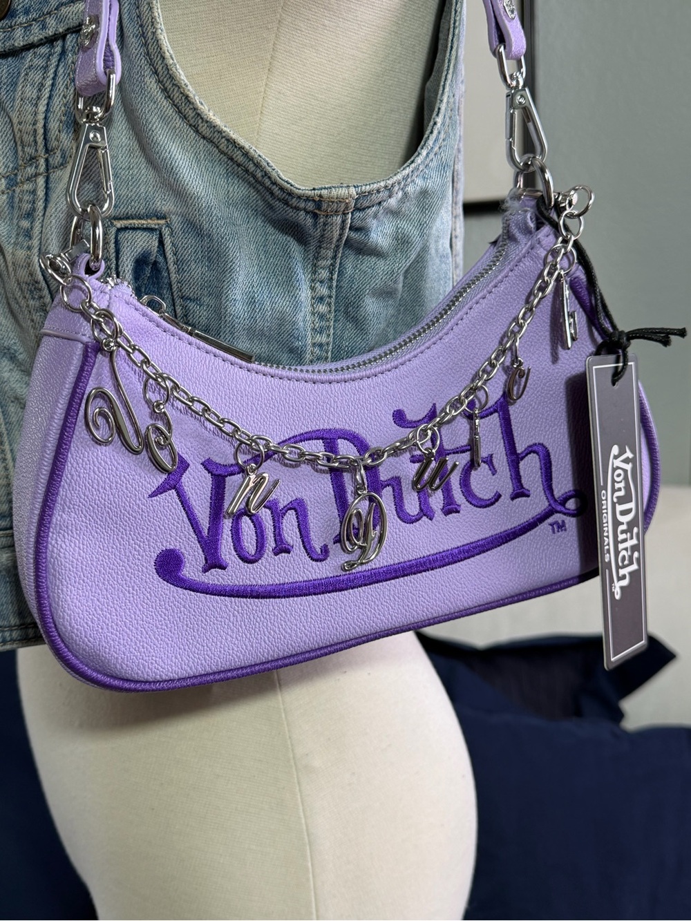 Von Dutch Lavender Charm Shoulder Bag